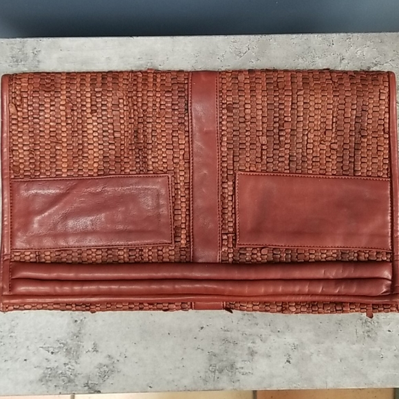 Vintage Rare handmade Roberto Desiderio brown woven leather bag